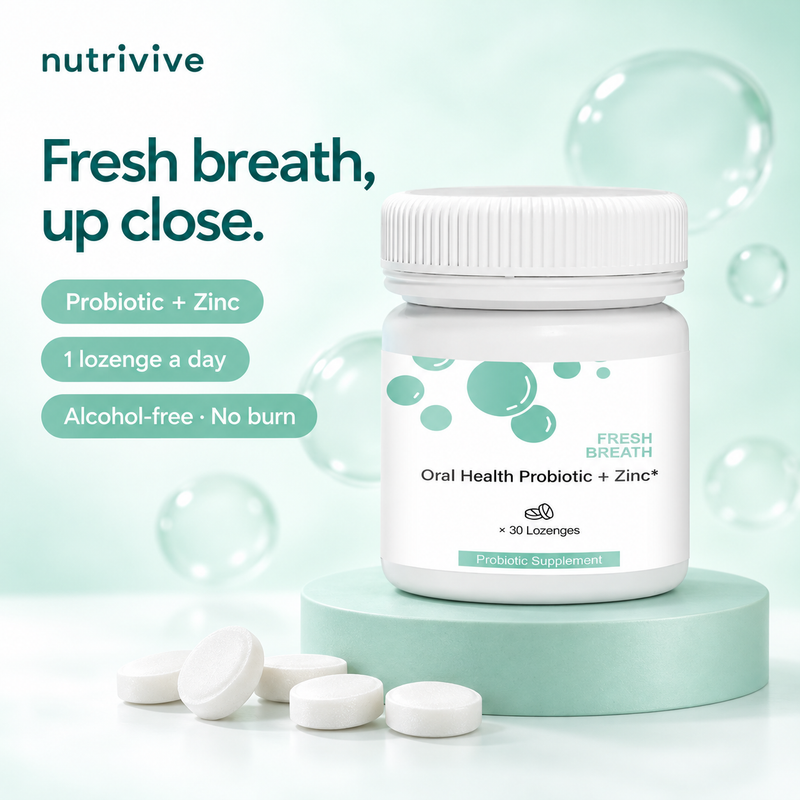 Nutrivive Fresh Breath Probiotic + Zinc, 30 lozenges