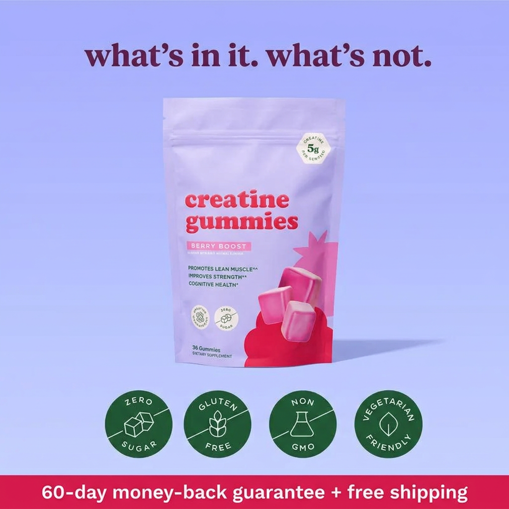 Zero sugar, gluten free, non-GMO, vegetarian friendly, 60-day guarantee