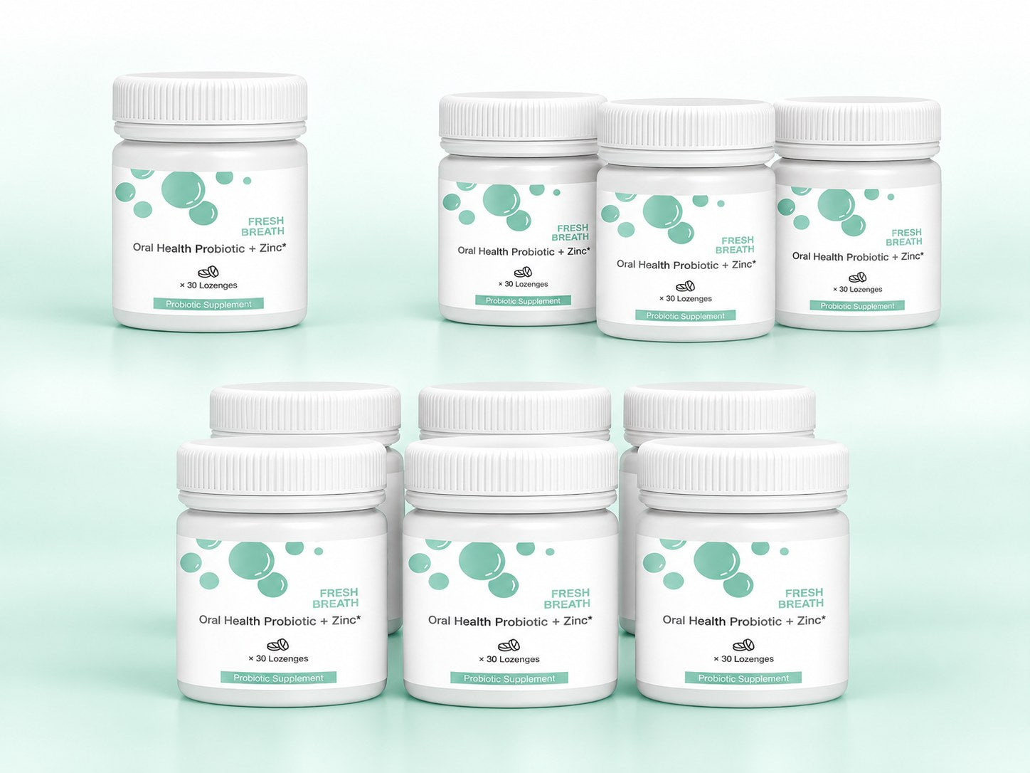 Nutrivive jars arranged as one, three and six jar bundles
